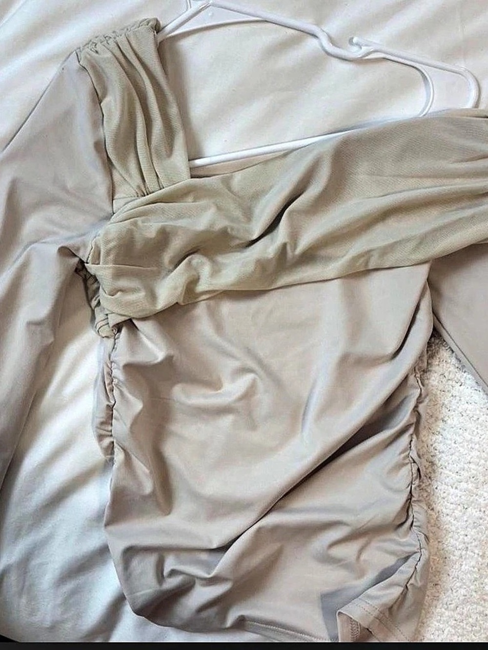 SHEIN Ruched Date Night Top in Beige Size Medium